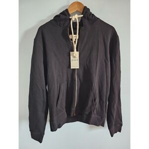 Pact Mens Black Organic Cotton Full Zip Hoodie Sweatshirt Size L